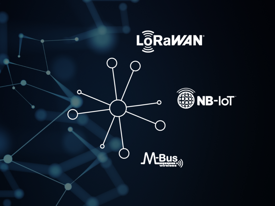 Network, used for submetering with LoRaWAN, NB-IoT, WMBuss logos